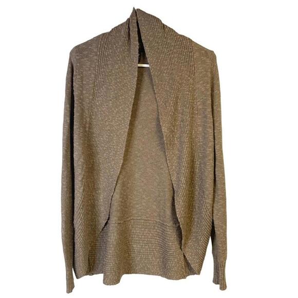 Kenneth Cole Cardigan Brown/Tan Knit Shawl Long Sleeve Open Front Sweater Small - Picture 1 of 6
